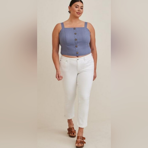Torrid, NWOT, Linen Blend, Button Front, Crop Tank, Size 3X - Picture 4 of 6